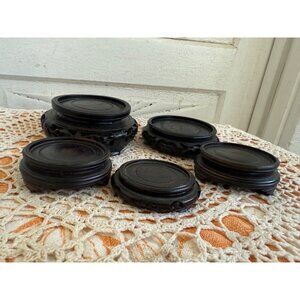 Vintage 50's lot 5 Chinese Carved Wood Plant/Vase Stands